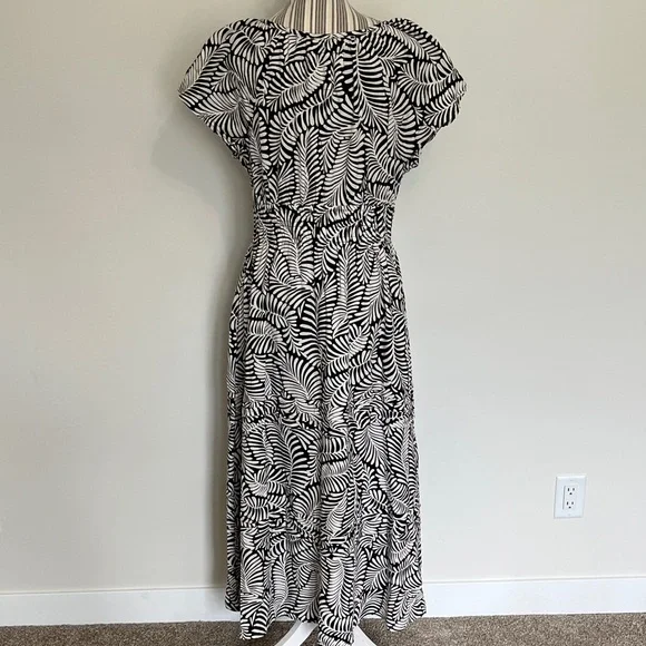 NWT Rachel Zoe - Brown and White Leaf Print Dress - Picture 5 of 9